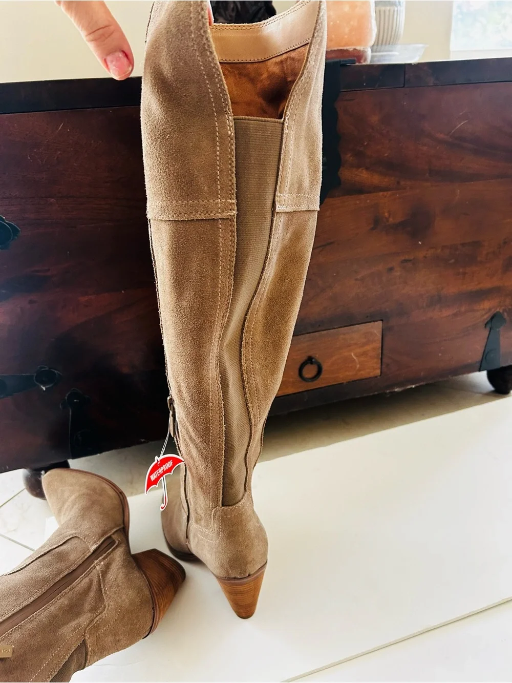 Blondo Windie Waterproof Tan boots over the knee suede boots 7